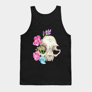 Cat Skull and Florals Tank Top